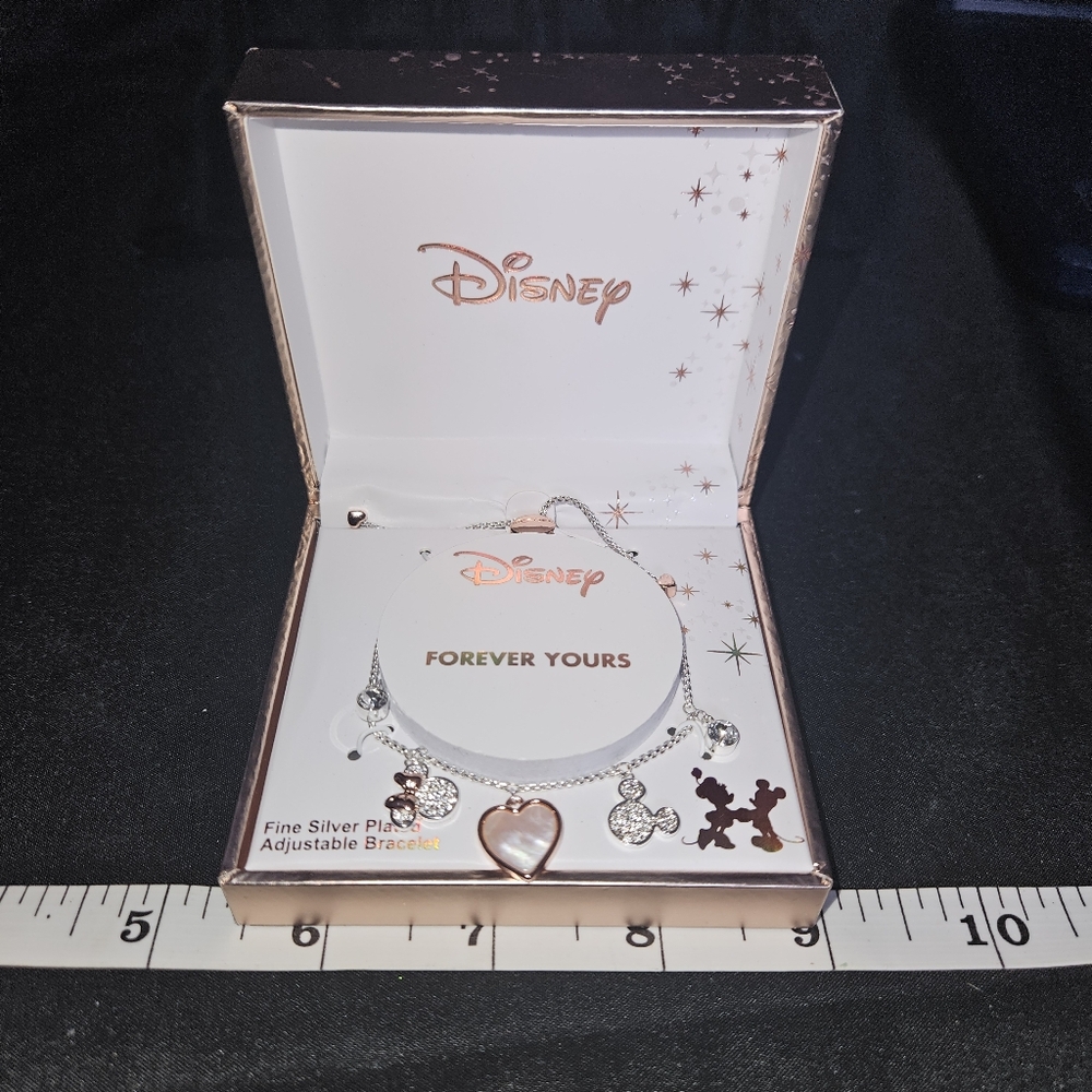 Disney Forever Yours Silver Plated Charm Bracelet New in box